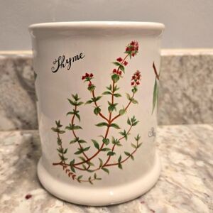 Cooks Club Ceramic Utensil Holder Jar Herbs Botanicals Garden Apothecary